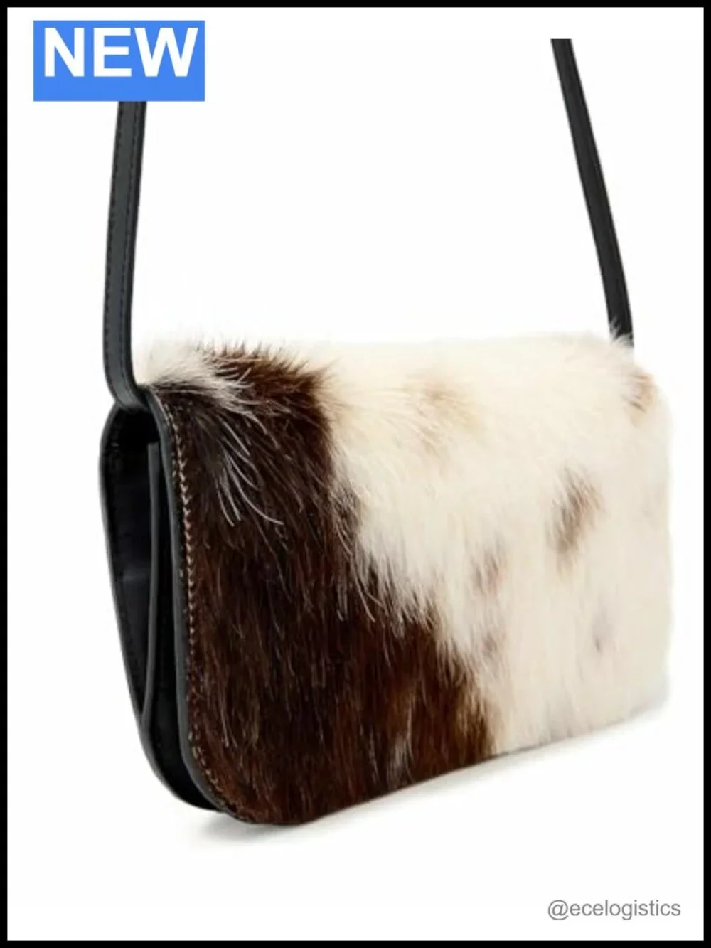 Leather Cow Print Crossbody Satchel Bag
